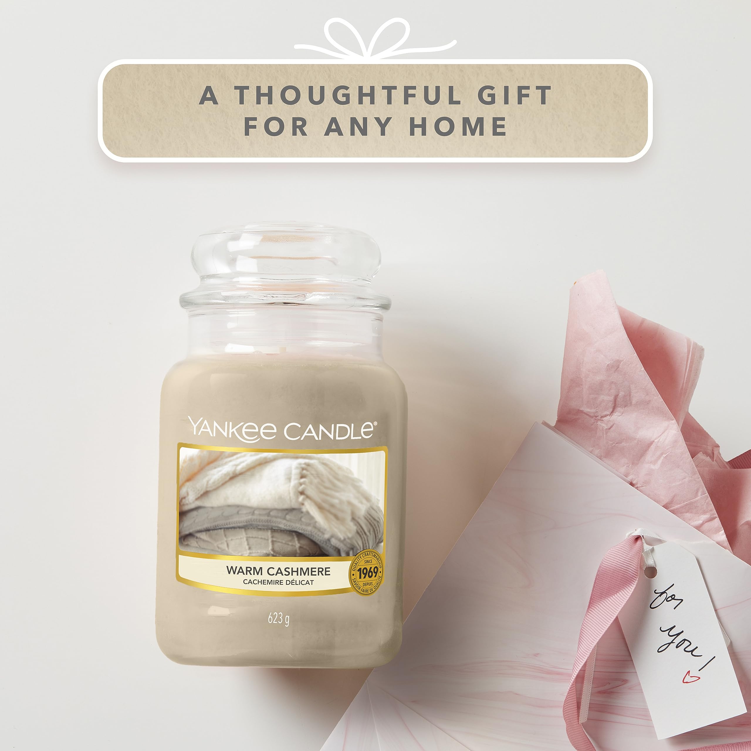 Yankee Candle Warm Cashmere Scented Candle - Large Jar Candle with 150-Hour Burn Time | Long-Lasting Fragrance for Home, Office & Gifts | Perfect for Relaxation, Aromatherapy & Holiday Decor
