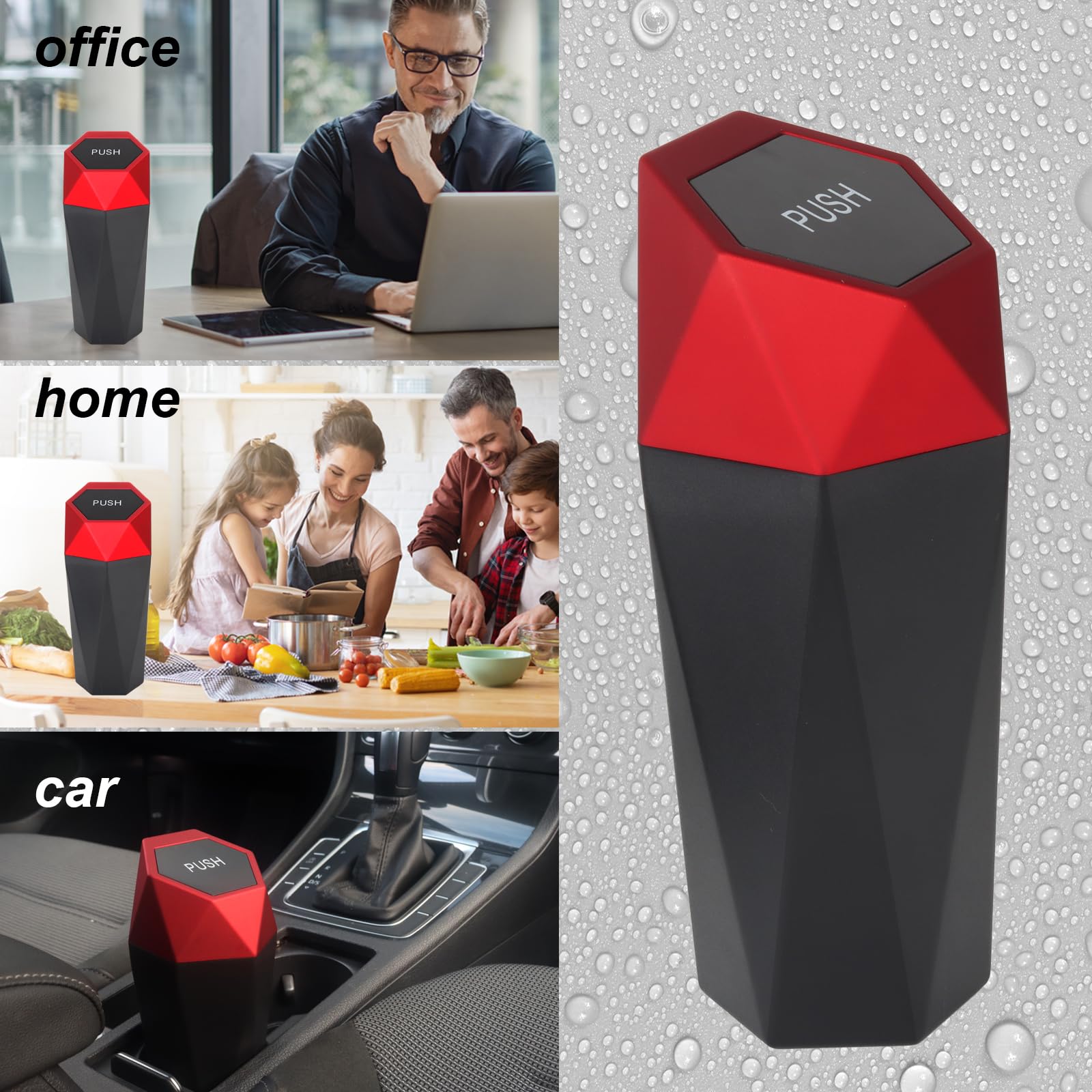 Portable Car Trash Can with Lid - 600ml Mini Automotive Garbage Bin for Cup Holder, Cute Red Car Door Trash Can (1 Pack) - Perfect for Road Trips, Commuting & Keeping Your Vehicle Clean