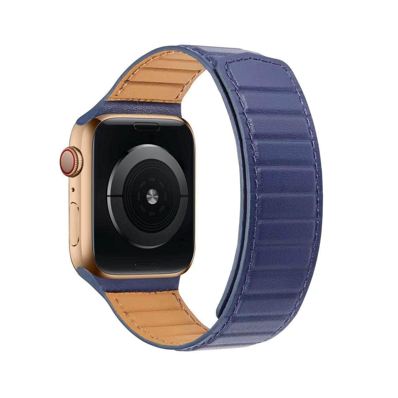 Apple Watch Leather Magnetic Loop Strap - Premium Genuine Leather Band for Apple Watch Series 9/8/7/6/SE - Adjustable Magnetic Closure - Perfect for Work, Gym & Everyday Wear