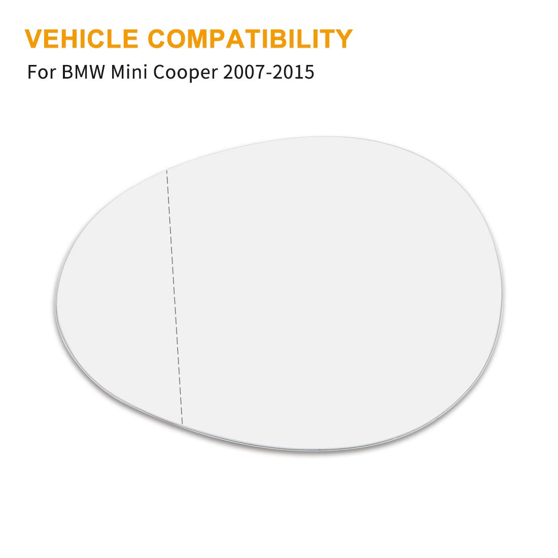 X AUTOHAUX Replacement Left Side (LH) Mirror Glass with Adhesive for BMW Mini Cooper 2007-2015 Models - Perfect for Parking Assistance & Blind Spot Safety