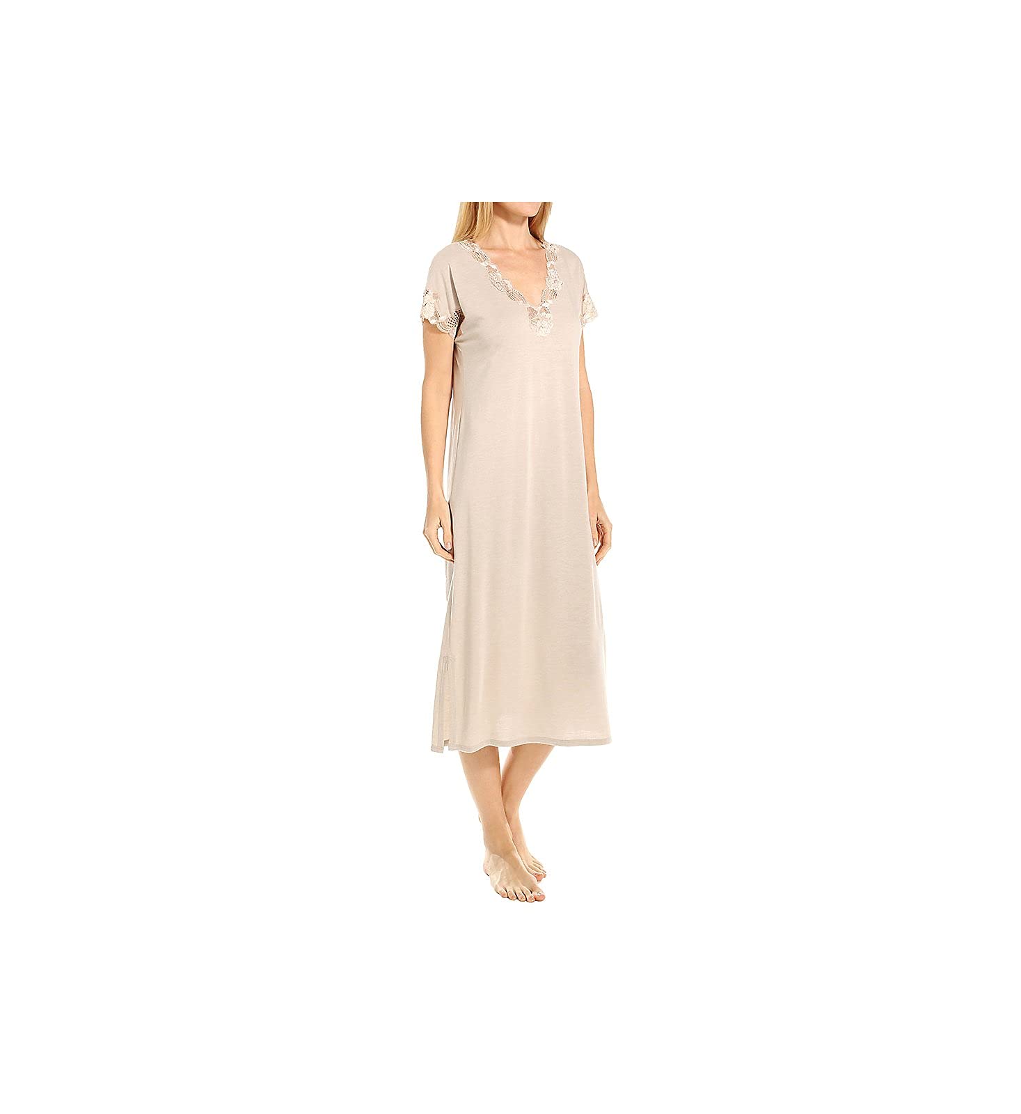 Natori Women's Zen Floral Covered Nightgown - Soft Cotton Sleepwear for Women, Comfortable Night Dress with Floral Pattern - Perfect for Relaxing at Home, Lounging & Overnight Stays