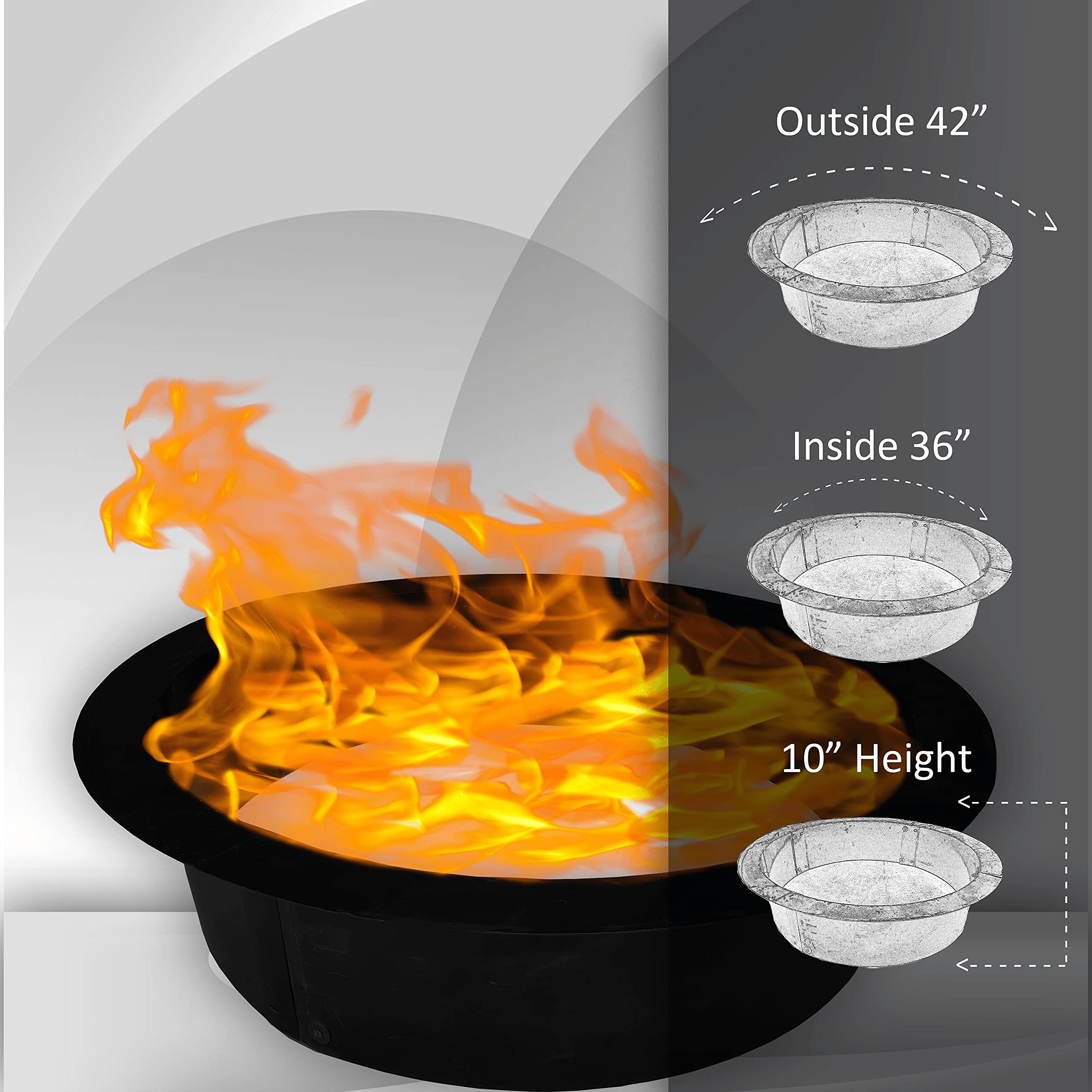 SIMOND STORE 42 Inch Round Outdoor Fire Pit Ring - Heavy Duty Portable Fire Ring for Camping, Bonfire & Backyard (36 Inch Inside Diameter) | Wood Burning Fireplace Accessories for Patio, Garden & Outdoor Gatherings