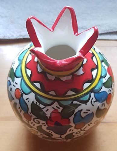 Hand-Painted Armenian Ceramic Vase - Pomegranate Design for Flowers | Red Home Decor | Judaica Gift for Jewish House Blessing | Perfect for Living Room, Dining Table & Wedding Gifts