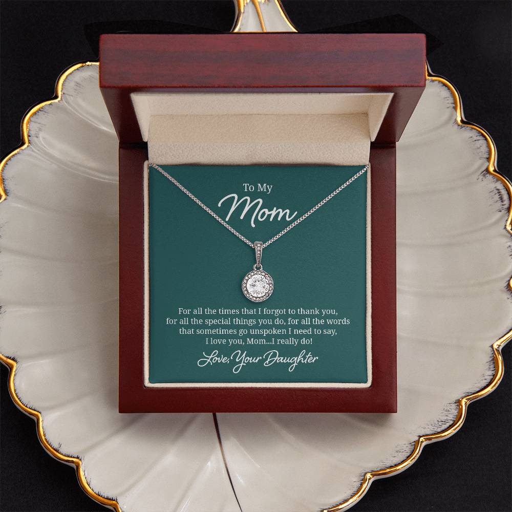 Elegant Jewelry Gift for Mom - Heart Pendant Necklace from Daughter | Perfect for Mother's Day, Birthday & Anniversary Gifts
