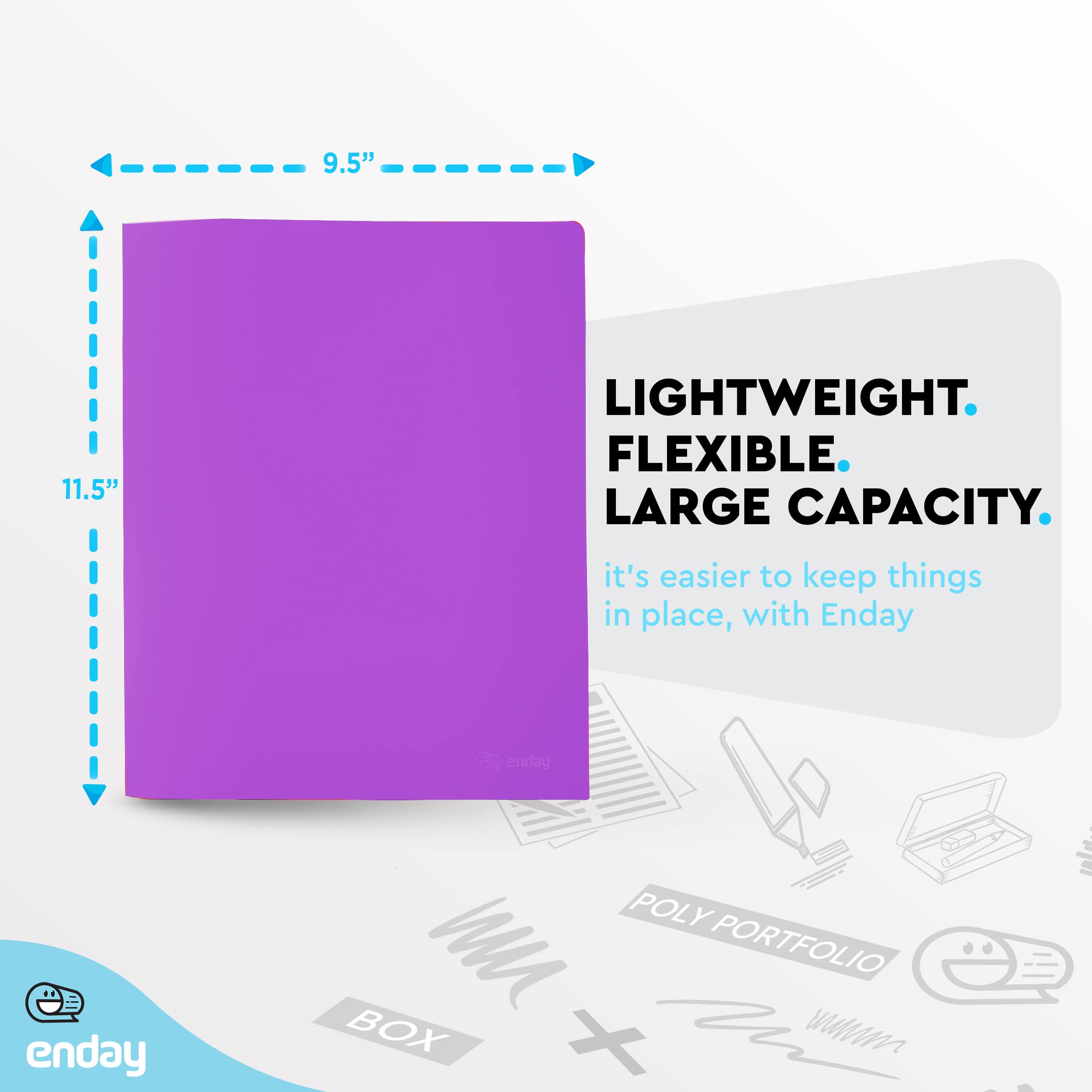 Enday 24-Pack Heavy Duty Plastic File Folders with 2 Pockets - Letter Size School & Office Supplies in Purple, Blue, Green, Red, Pink & Grey | Perfect for Document Organization, Homework Assignments & Office Filing