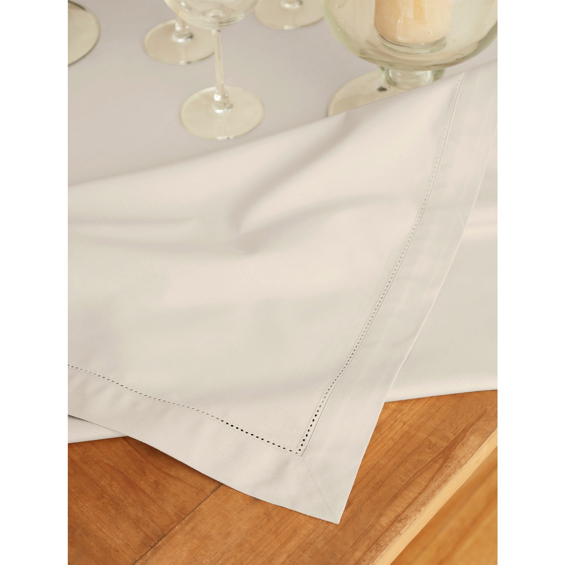 Premium Cotton Linen Hemstitch Tablecloth - Elegant Dining Table Cover for Home Decor, Parties & Special Occasions