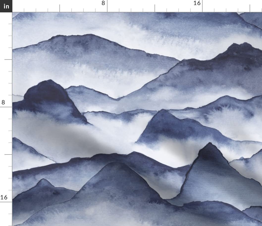 Petal Signature Cotton Fabric by Spoonflower - Mountains Nature Outdoors Printed Fabric by The Yard for Sewing, Quilting, Apparel & Home Decor | Perfect for DIY Crafts, Curtains & Upholstery