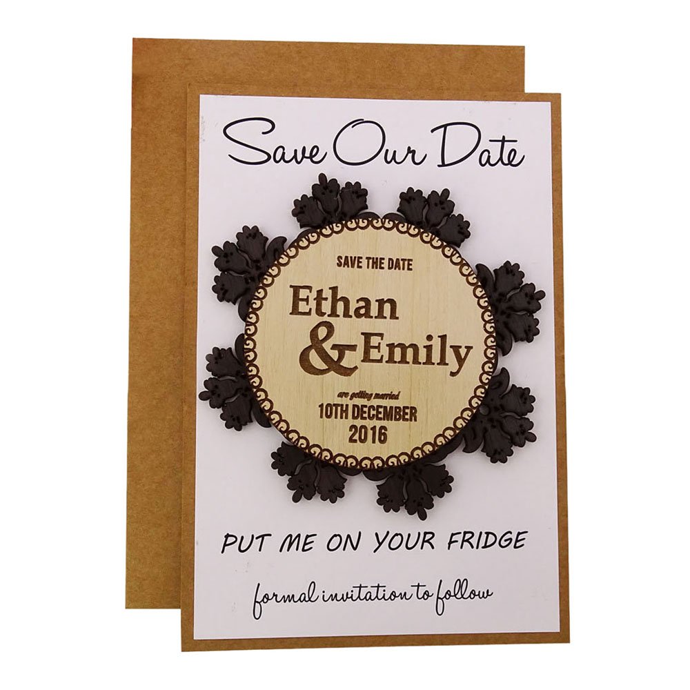 Personalized Rustic Wedding Save The Date Magnets - 40 Custom Wedding Favors with Envelopes - Perfect for Wedding Invitations, Bridal Showers & Anniversary Celebrations