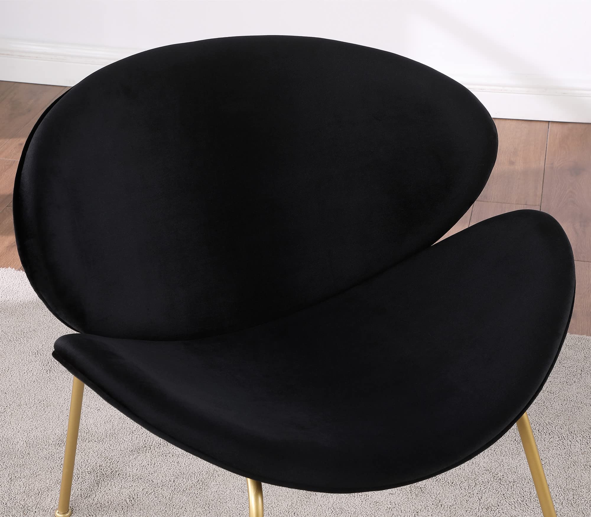 Yoluckea Velvet Vanity Chair Set of 2 - Modern Upholstered Living Room Chairs with Gold Metal Legs - Elegant Makeup Desk & Dining Side Chair with Arced Seat & Back - Perfect for Bedroom, Kitchen, Dining Room & Home Office Decor