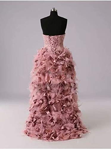 2021 Designer Feather Wedding Dresses - Sweetheart Neckline with Beaded Applique & Ruffles, Short Front Long Back Bridal Gown for Beach Weddings & Outdoor Ceremonies