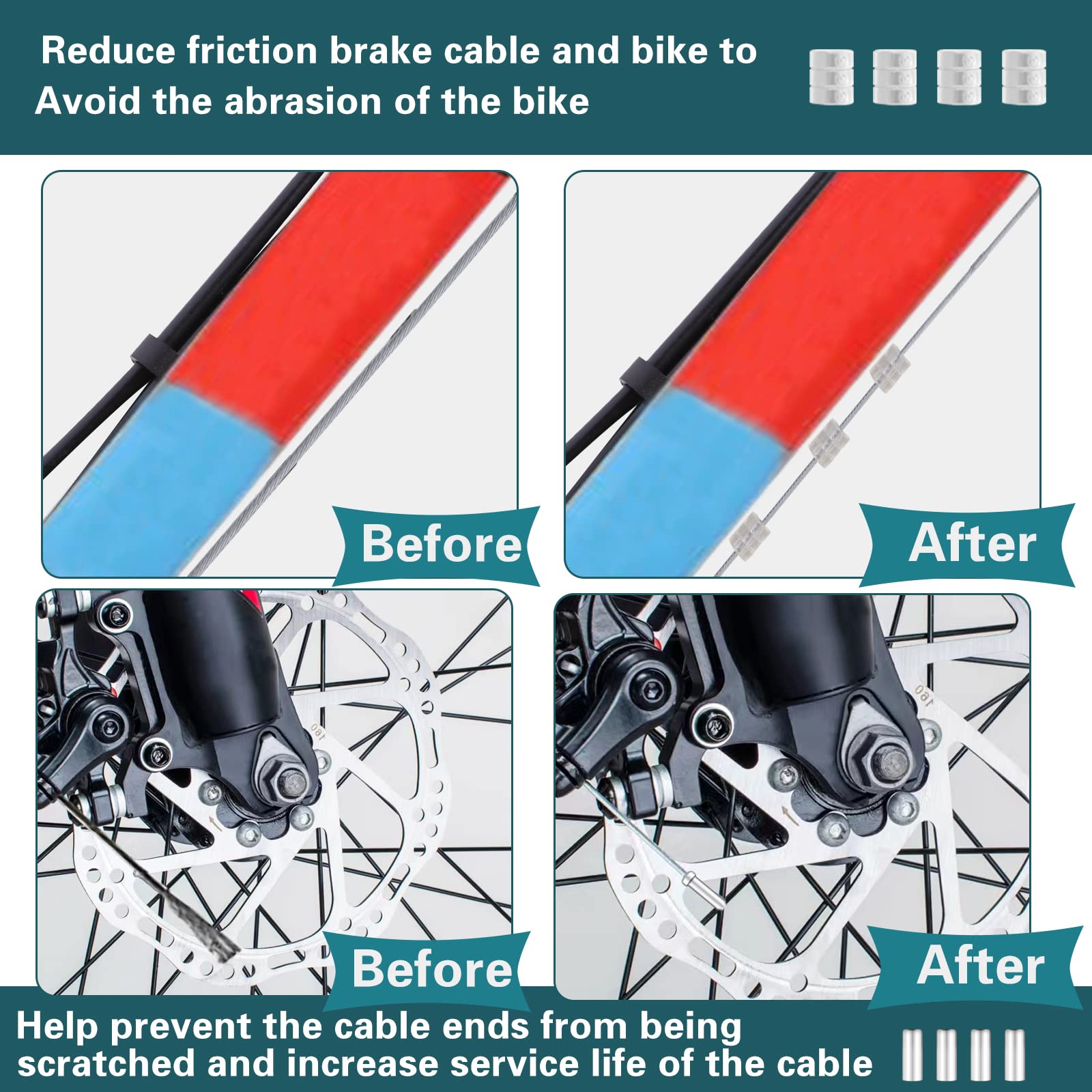 Universal Bike Brake Cable Set - Front & Rear Brake Wire for Mountain, Road & Common Bicycles | Durable Black Brake Cables with Free End Caps | Perfect for MTB, Commuting & Cycling Maintenance