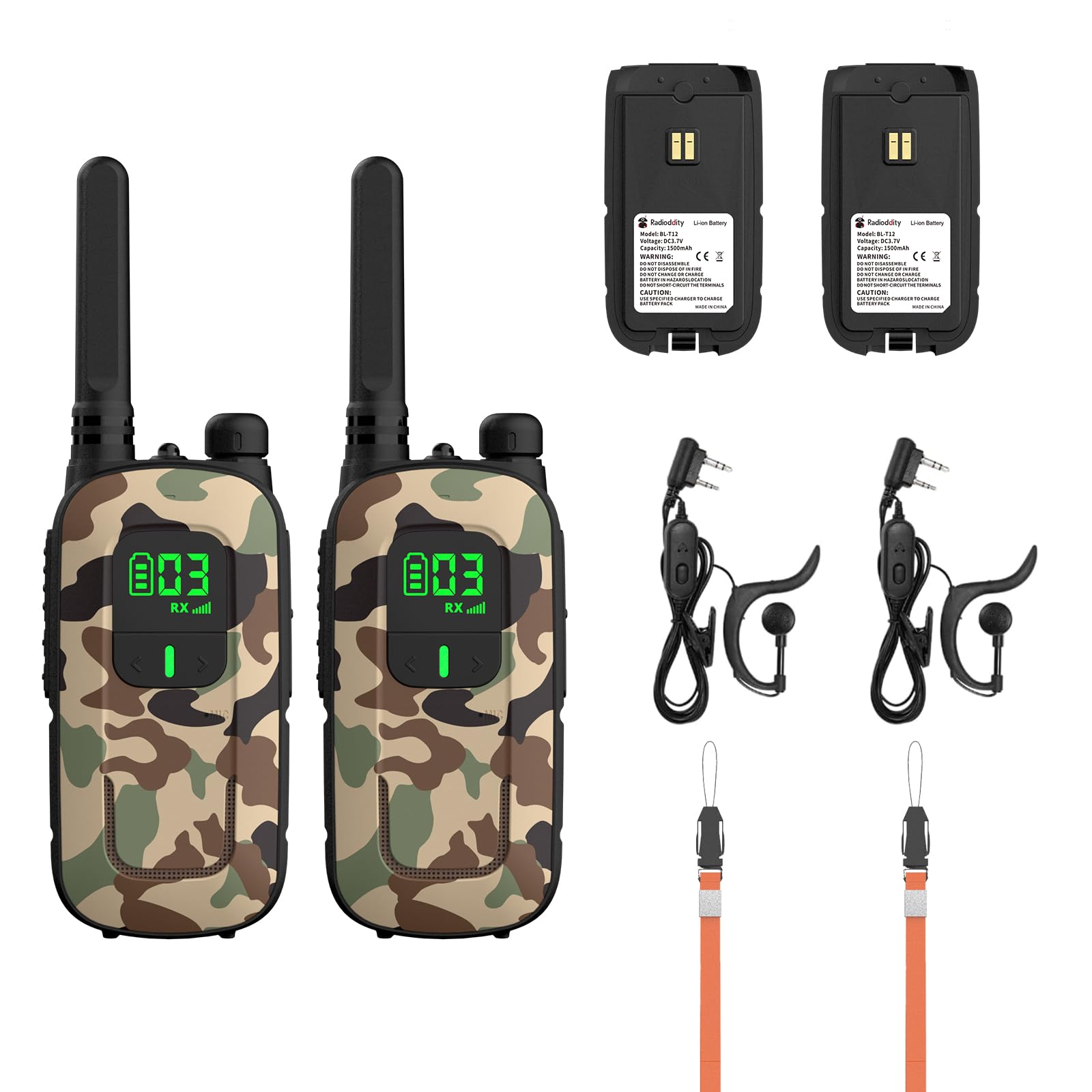 Radioddity PR-T3 License-Free Rechargeable Walkie Talkies for Kids & Families - 16 Channels, VOX, Flashlight, LCD Display, USB Charging - Perfect for Outdoor Adventures, Camping, and Family Activities
