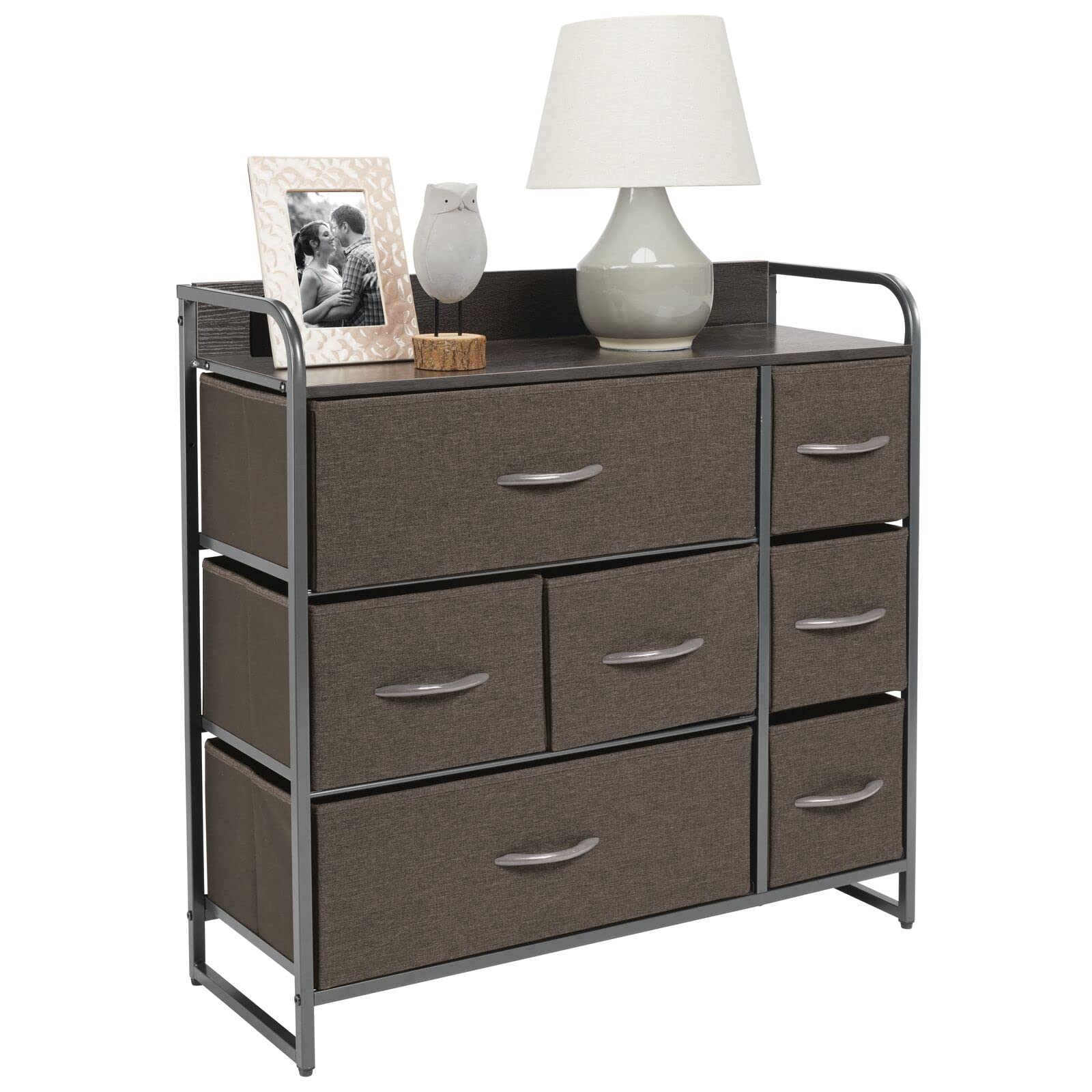 Steel Frame Dresser with 7 Fabric Drawers - Bedroom & Closet Storage Organizer - Charcoal Gray