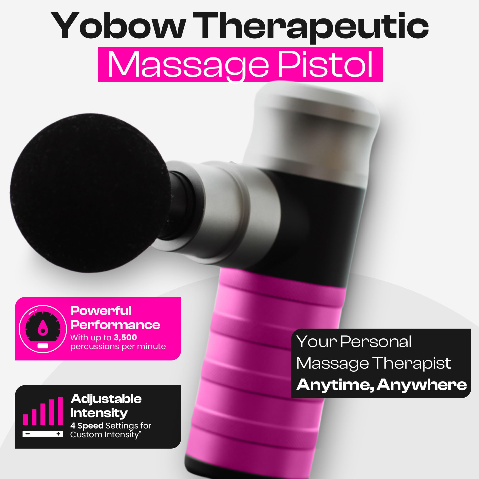 Portable Mini Massage Gun with 4 Speeds & 6 Colors - Deep Tissue Muscle Pain Relief, USB-C Fast Charging, Includes Carrying Case | Perfect for Post-Workout Recovery, Office Stress Relief & Home Relaxation Therapy
