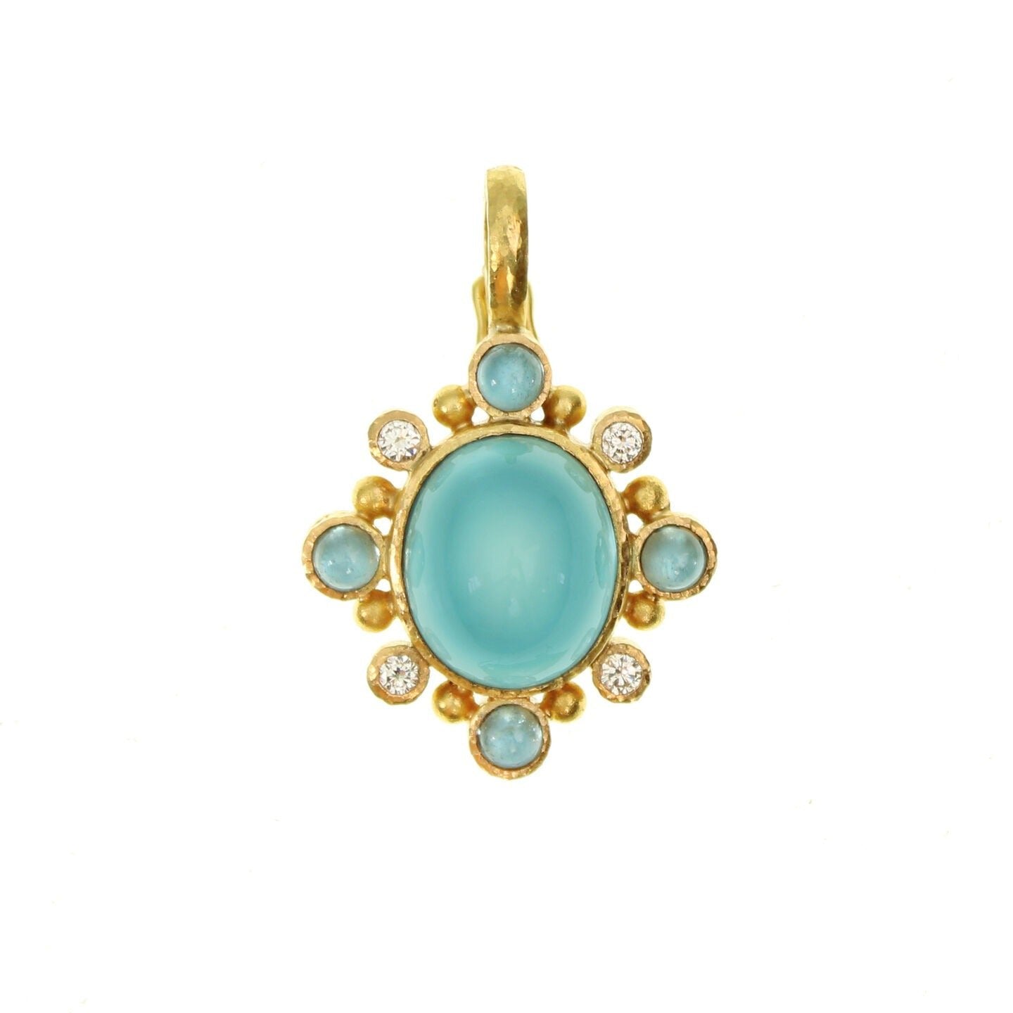 Elizabeth Locke Oval Aquamarine & Diamond Pendant Necklace - Elegant Blue Gemstone Jewelry for Women - Perfect for Weddings, Anniversaries & Special Occasions