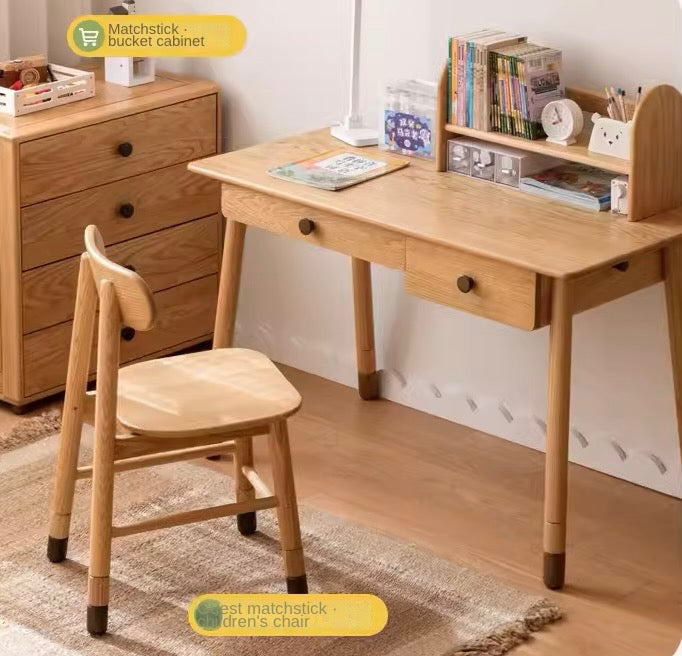 Solid Oak Adjustable Study Desk for Kids - Sturdy Kraft Table with Height Adjustment - Perfect for Homework, Drawing & Online Learning