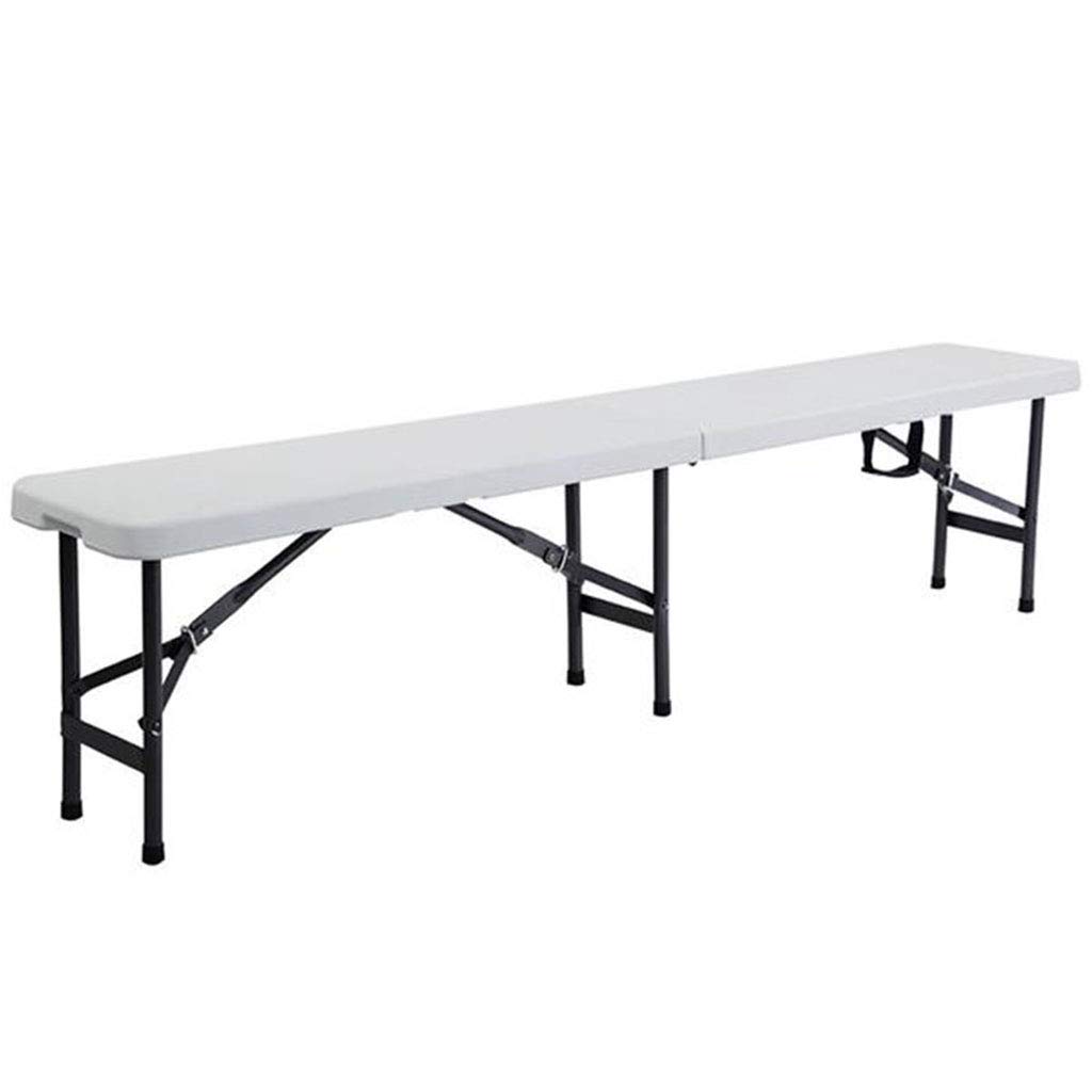 QILIN Folding Table with Benches Set - Portable Plastic Picnic Table for Indoor/Outdoor Use - Perfect for Camping, Backyard Parties, and Dining - Off-White (72