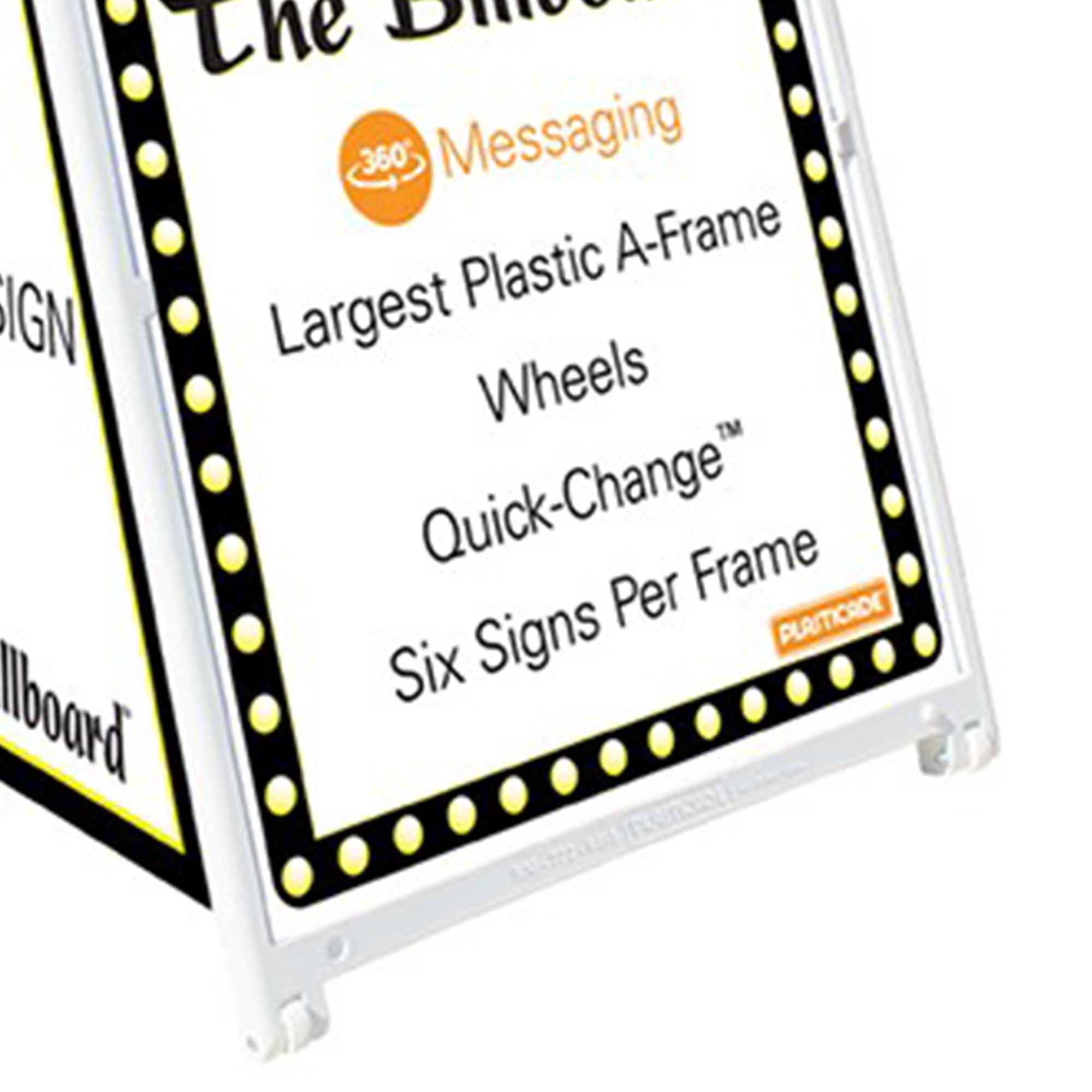 Plasticade Billboard Large Outdoor Sidewalk A-Frame Sign - 6 Display Plastic Sign Board Holder with Molded Handle & Wheels - White - Perfect for Storefronts, Sidewalk Sales & Outdoor Advertising