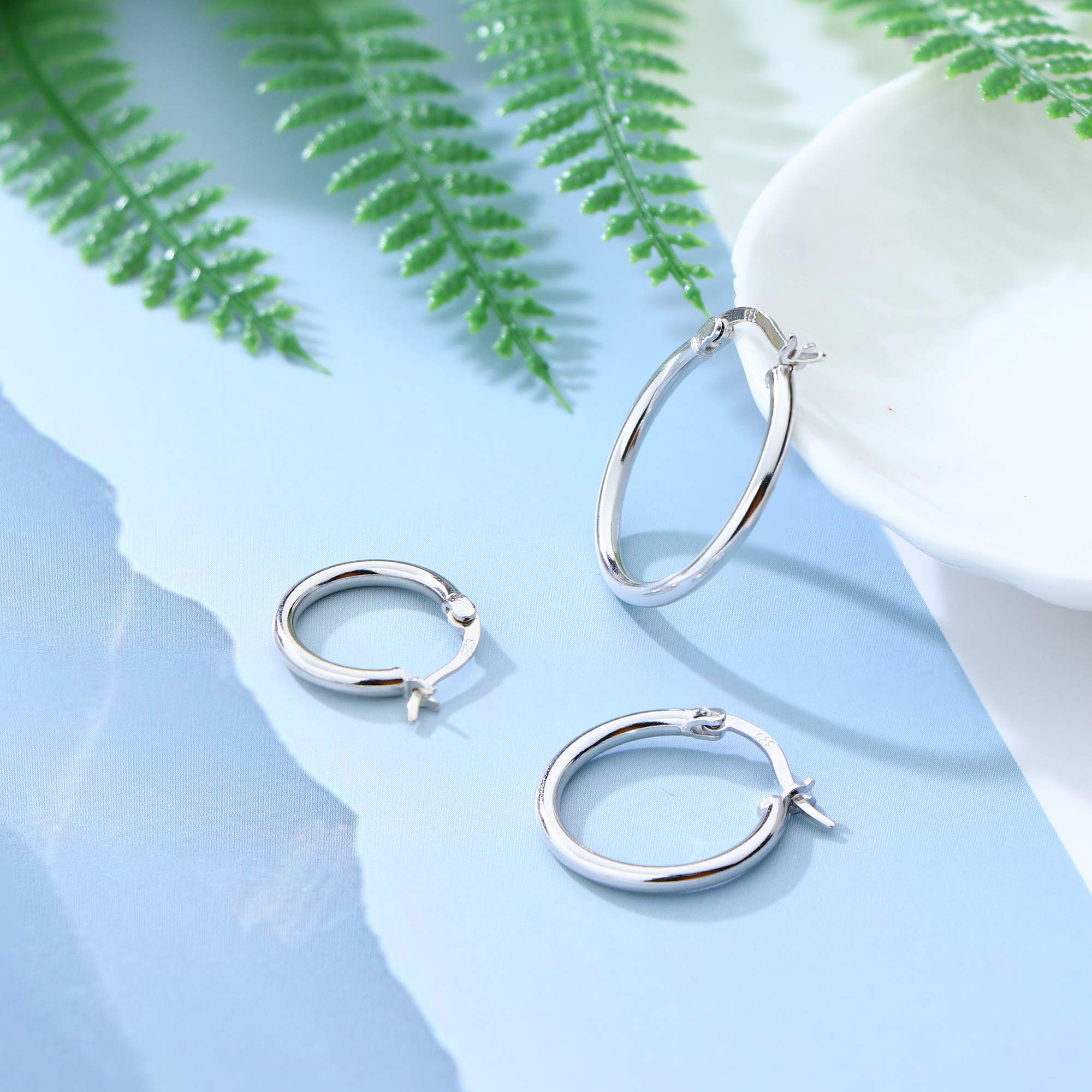 3 Pairs Sterling Silver Round Hoop Earrings for Women - Lightweight Click-Top Hypoallergenic Hoops 10-20mm | Perfect for Everyday Wear, Office & Special Occasions