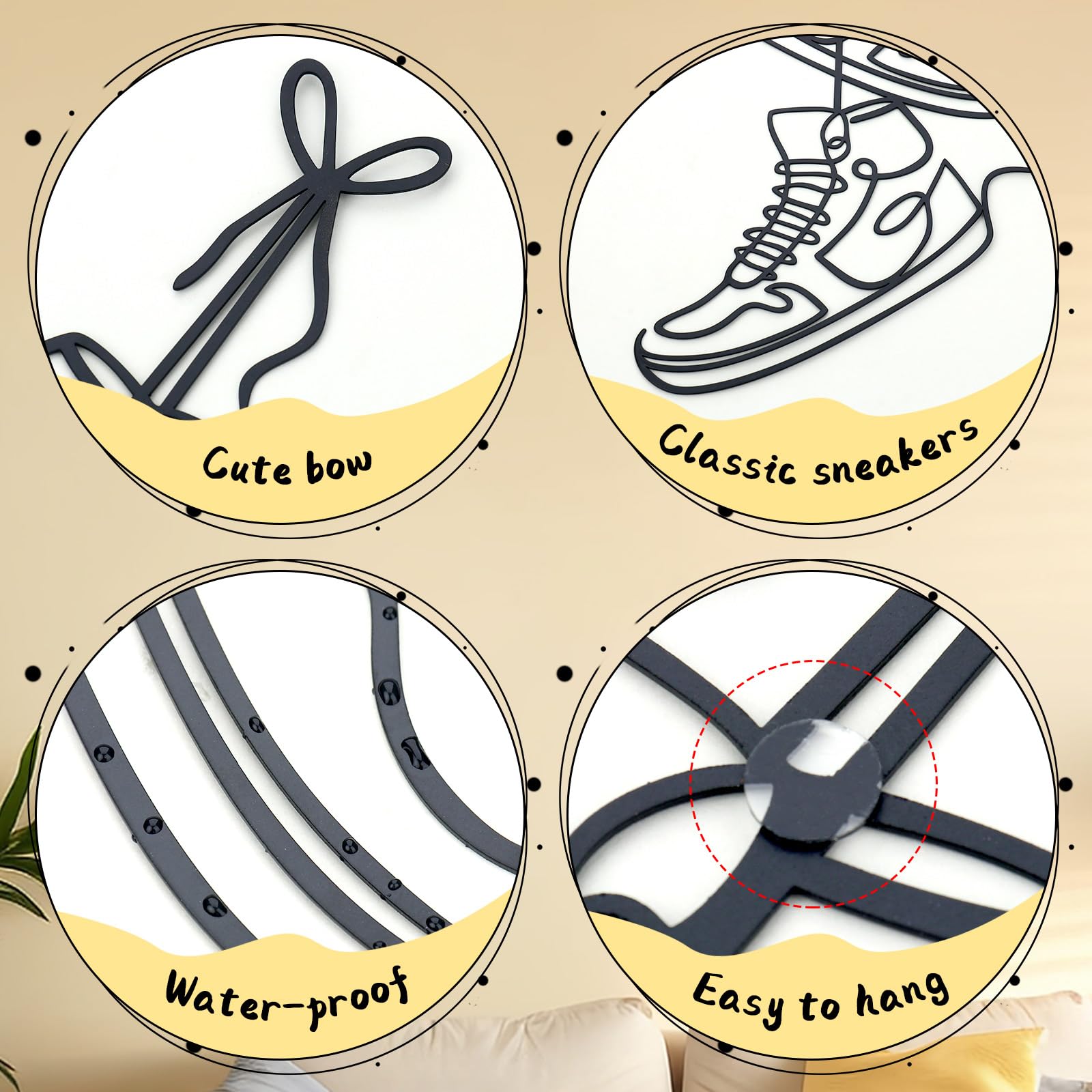 Creative Sneaker Wall Art - Metal Room Decor for Teens & Sneaker Lovers - Perfect for Bedrooms & Graduation Gifts (Black)
