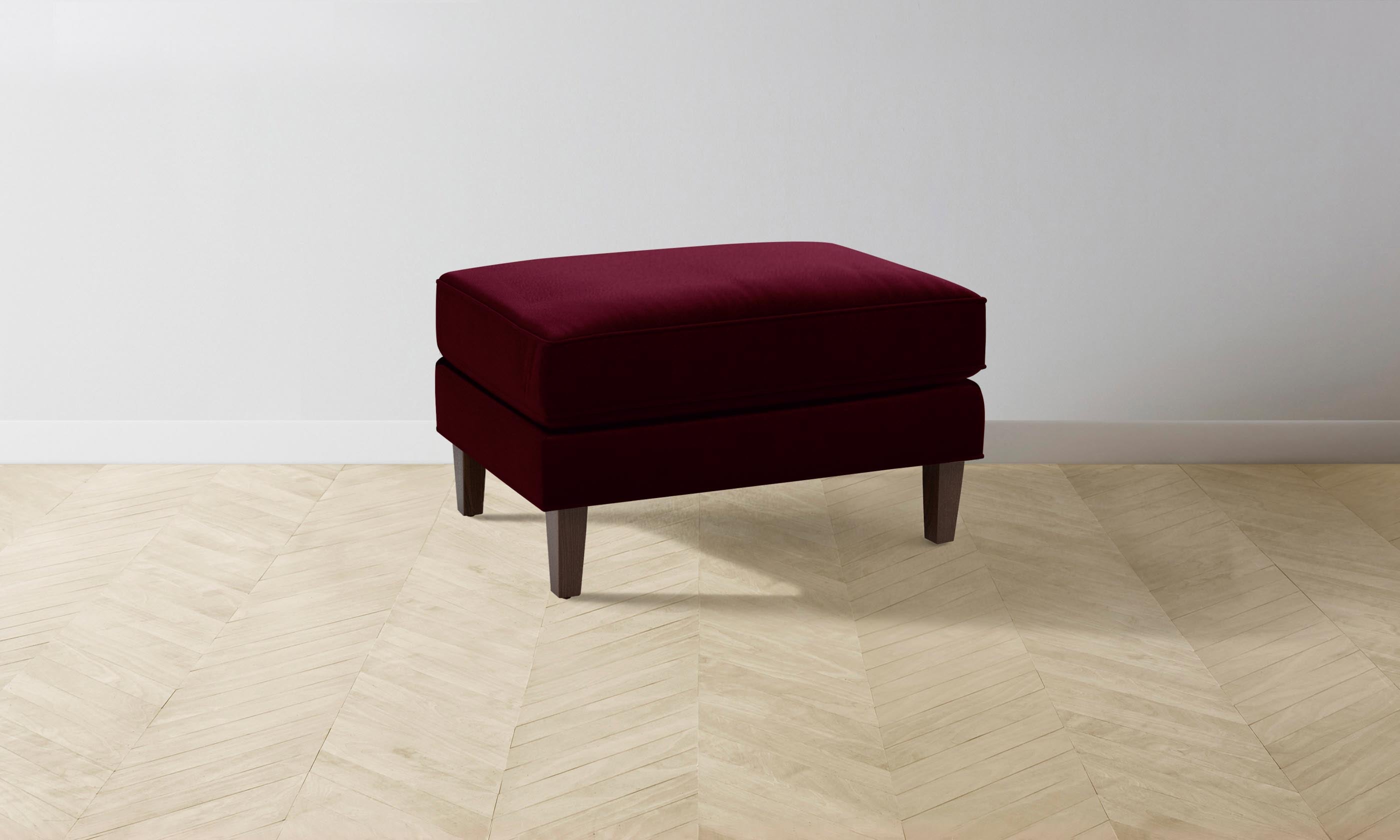 Premium Crosby Ottoman with Mohair Upholstery in Crimson Red - Perfect for Living Room, Bedroom, or Home Office Comfort & Style