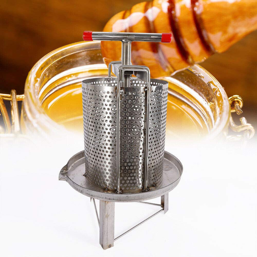 Stainless Steel Manual Honey Press Extractor - Beekeeping Wax Press Machine for Honey, Cider, Wine & Juice Making | Household Apple Grape Fruit Press for DIY Winemaking & Beekeeping Supplies (Great for Home Brewing, Farm Use & Small Batch Production)
