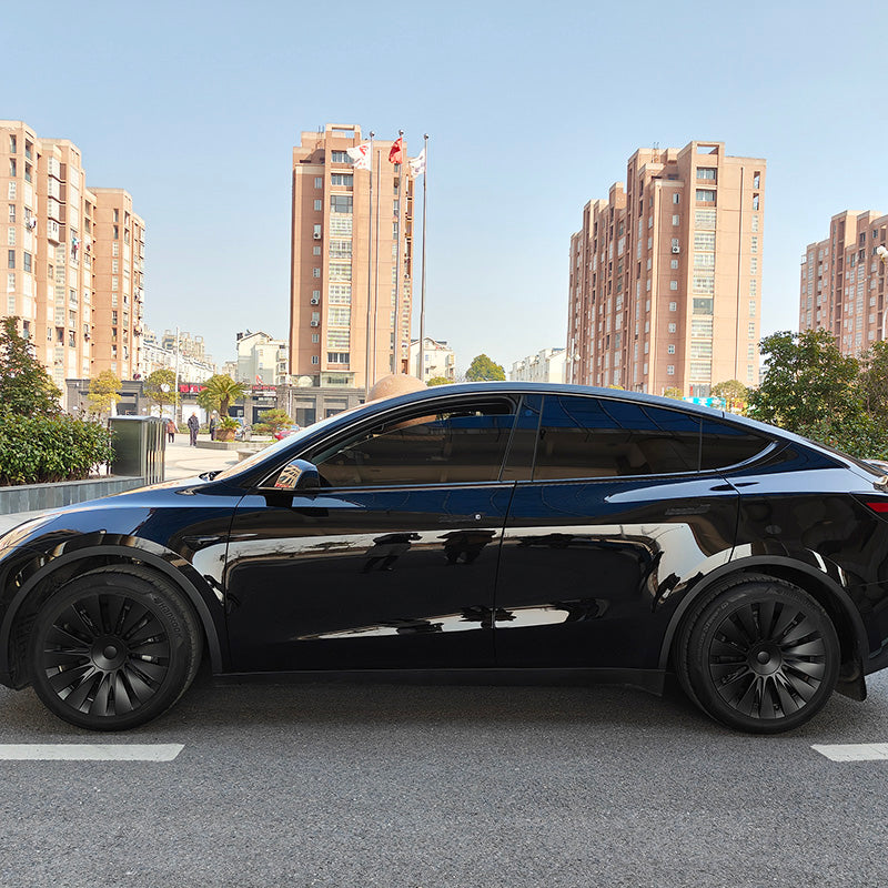 Tesla Model Y 19 Inch Gemini Wheel Covers (4-Piece Set) - Sleek Matte Black Induction Style Hub Caps - Perfect for Protection & Aesthetic Upgrade on Model Y 2017-2023