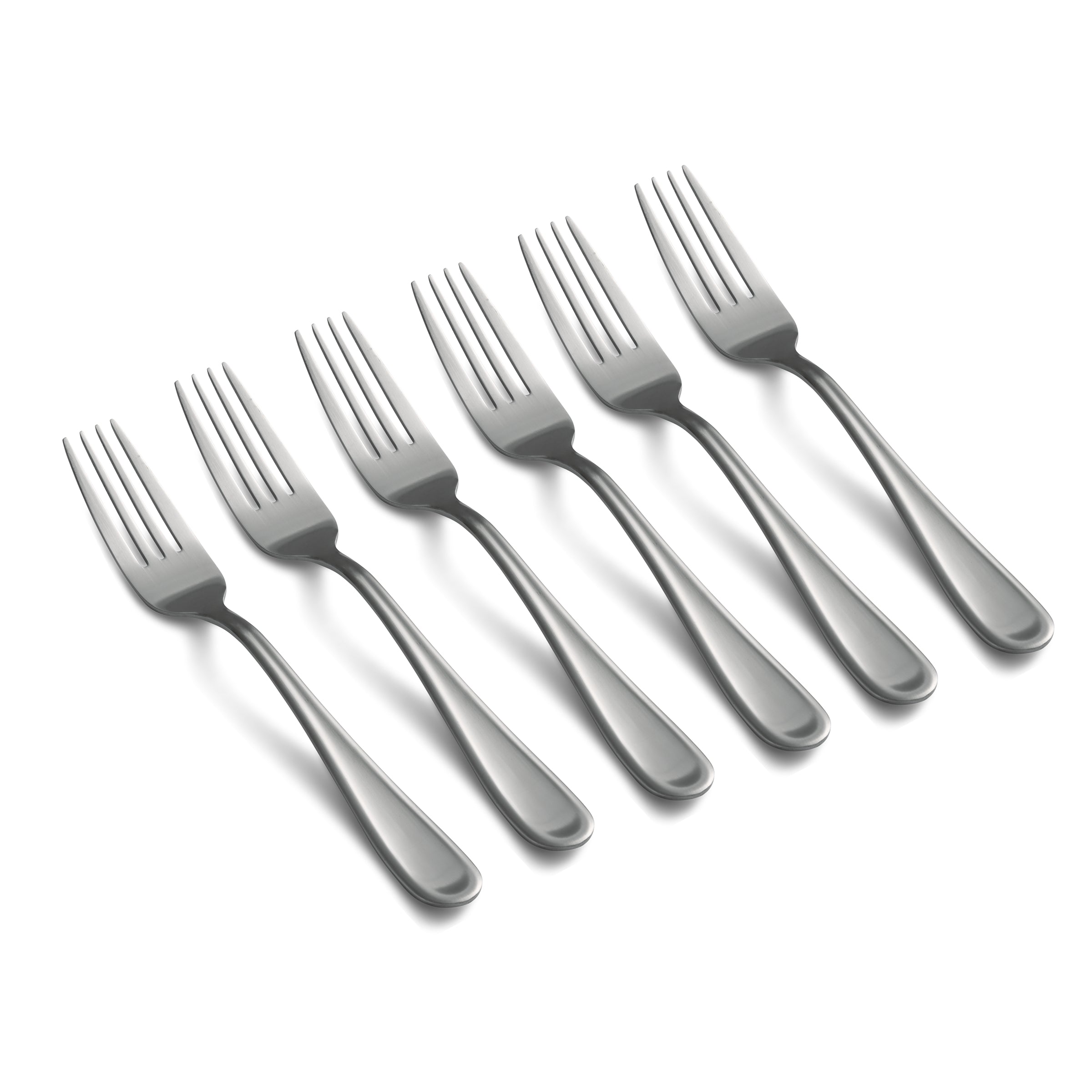 Premium Malibu Satin Finish Stainless Steel Dinner Forks - Set of 6 Elegant Flatware Pieces for Fine Dining, Dinner Parties & Formal Occasions
