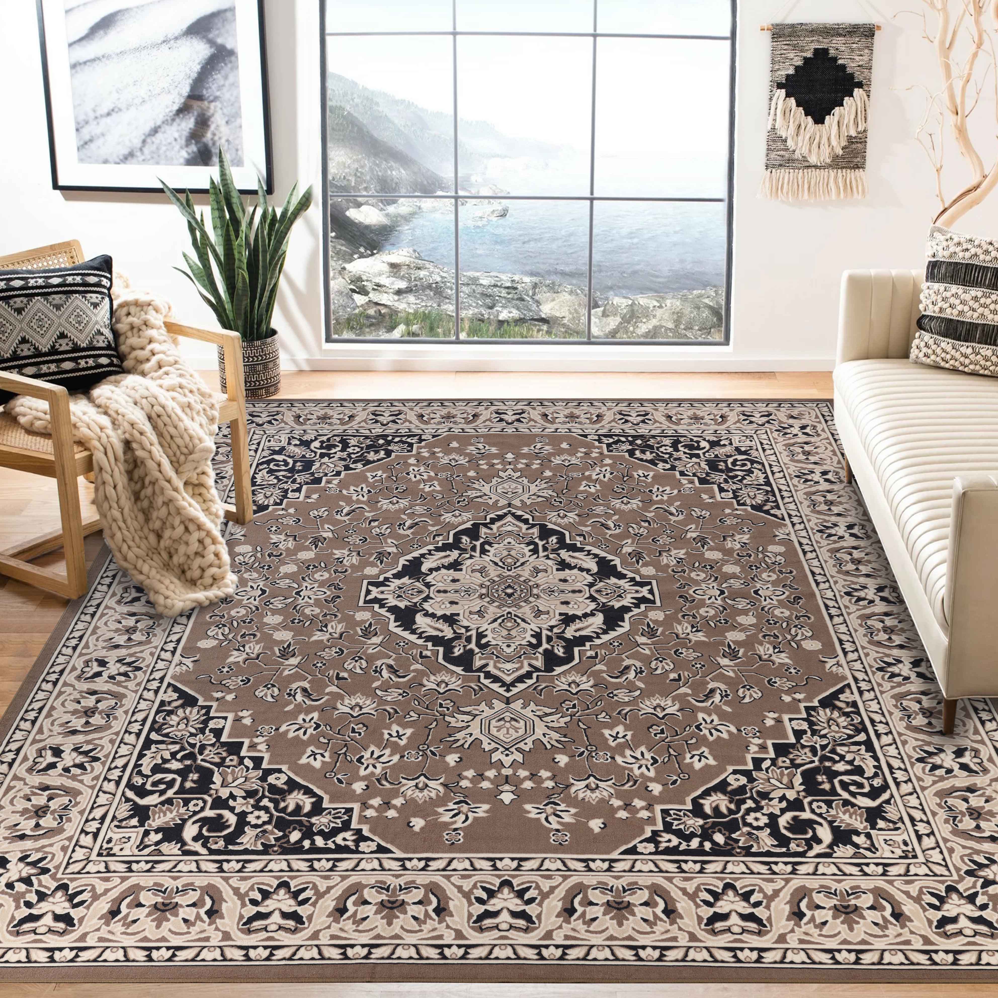 Glendale Traditional Floral Medallion Indoor Area Rug - Non-Slip Living Room Carpet, Bedroom Runner, Hallway Decor | Soft & Durable Home Floor Mat for Cozy Interior Design