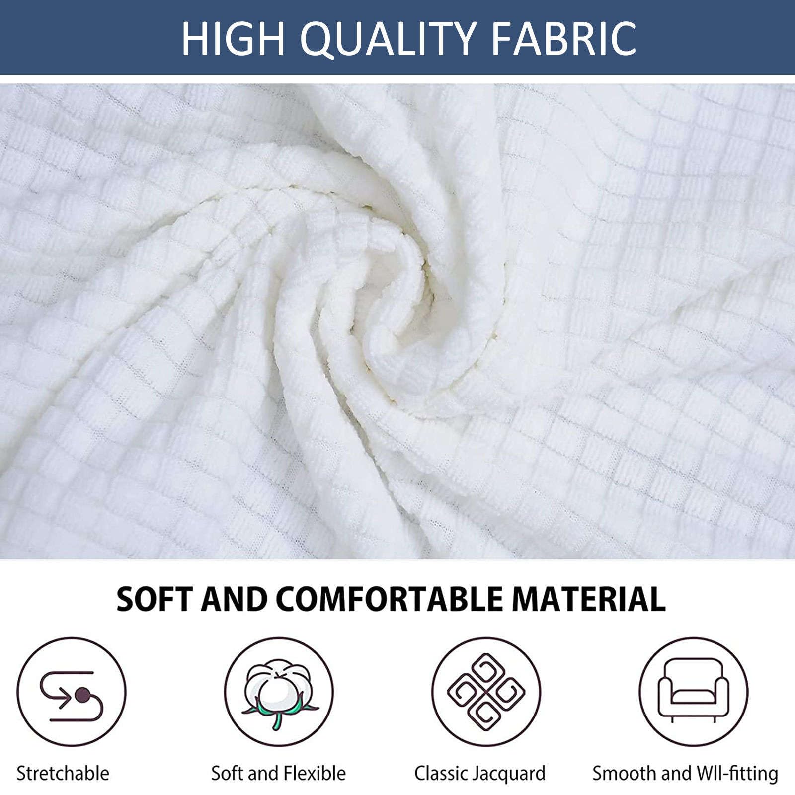 Stretch Wingback Chair Slipcover Set of 2 - Soft Plaid Dining Room & Bedroom Chair Protector Covers for Kids - White | Perfect for Home Decor, Furniture Protection & Daily Use