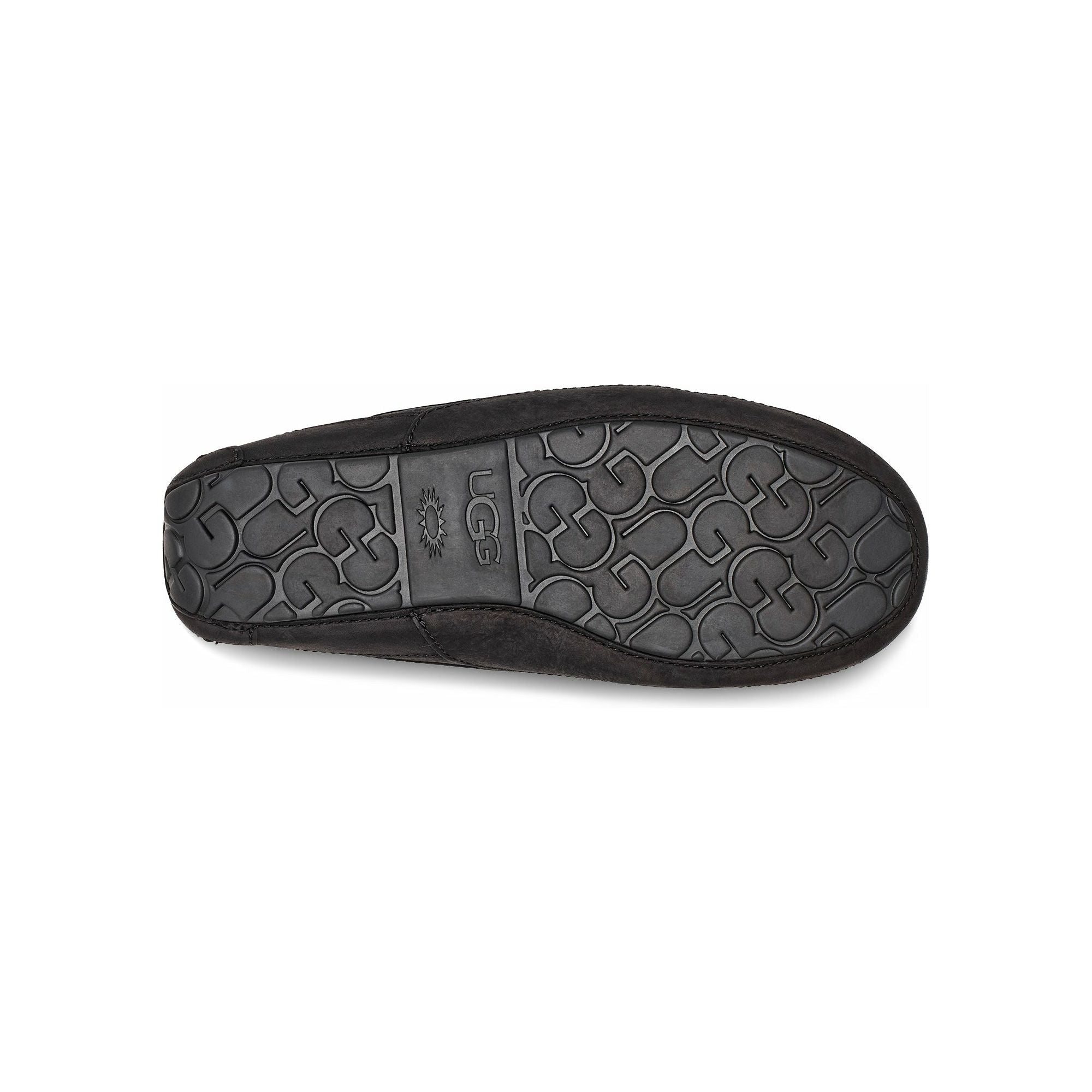 UGG Men's Ascot Slipper - Black Leather Indoor/Outdoor Comfort House Shoes for Relaxation & Lounging