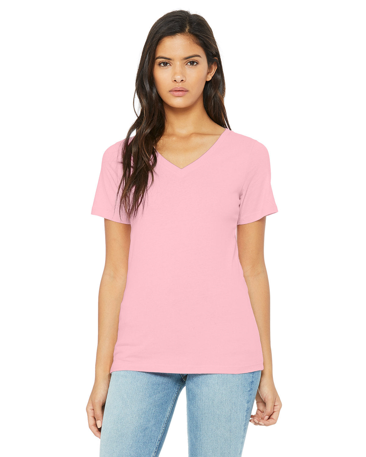 Bella + Canvas 6405 Women's Relaxed Fit Jersey V-Neck T-Shirt - Soft Casual Tee for Everyday Wear, Lounge & Layering