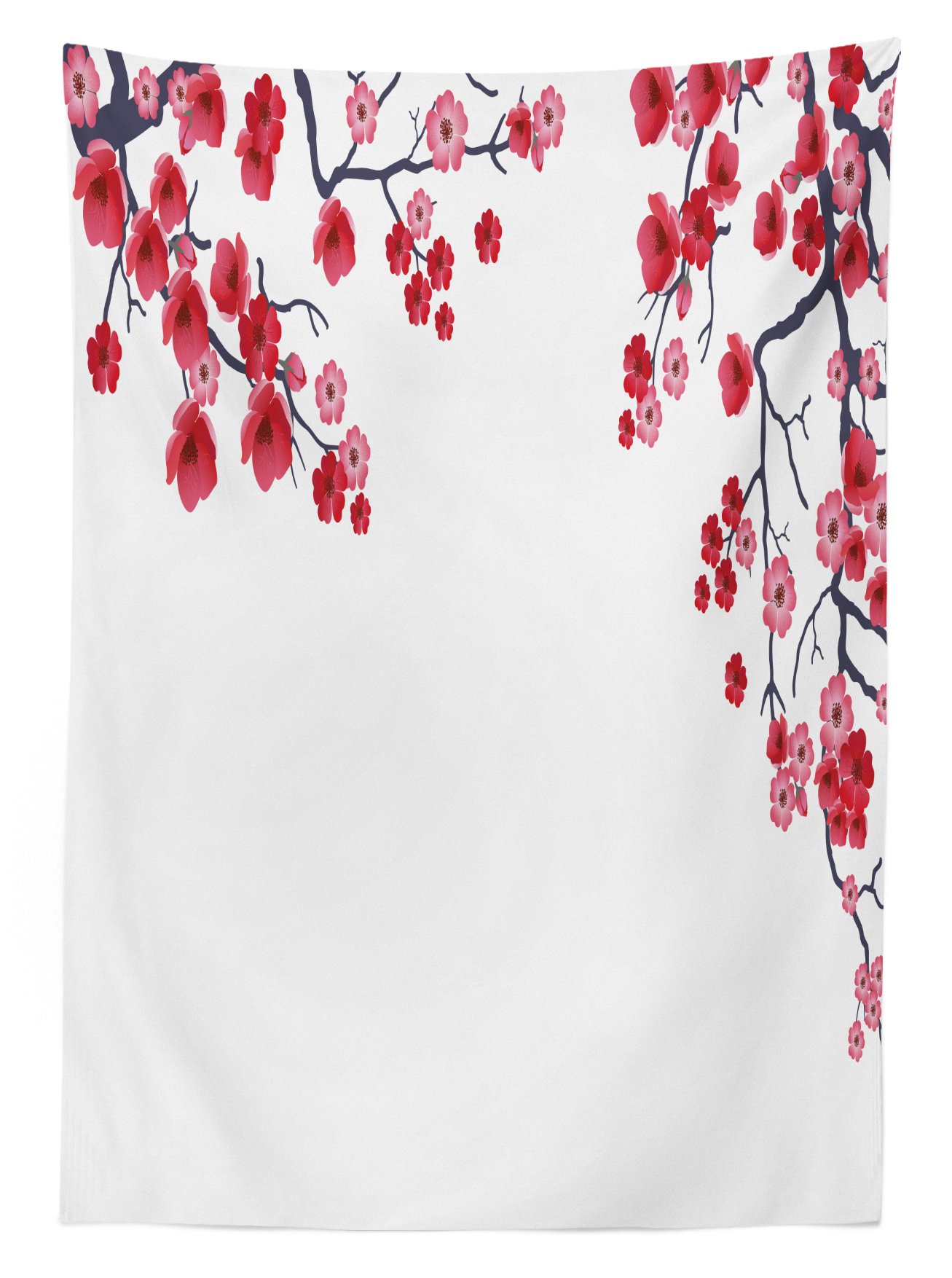 Ambesonne Floral Outdoor Tablecloth - Traditional Sakura Blossom Print, Washable Picnic Table Cover 58