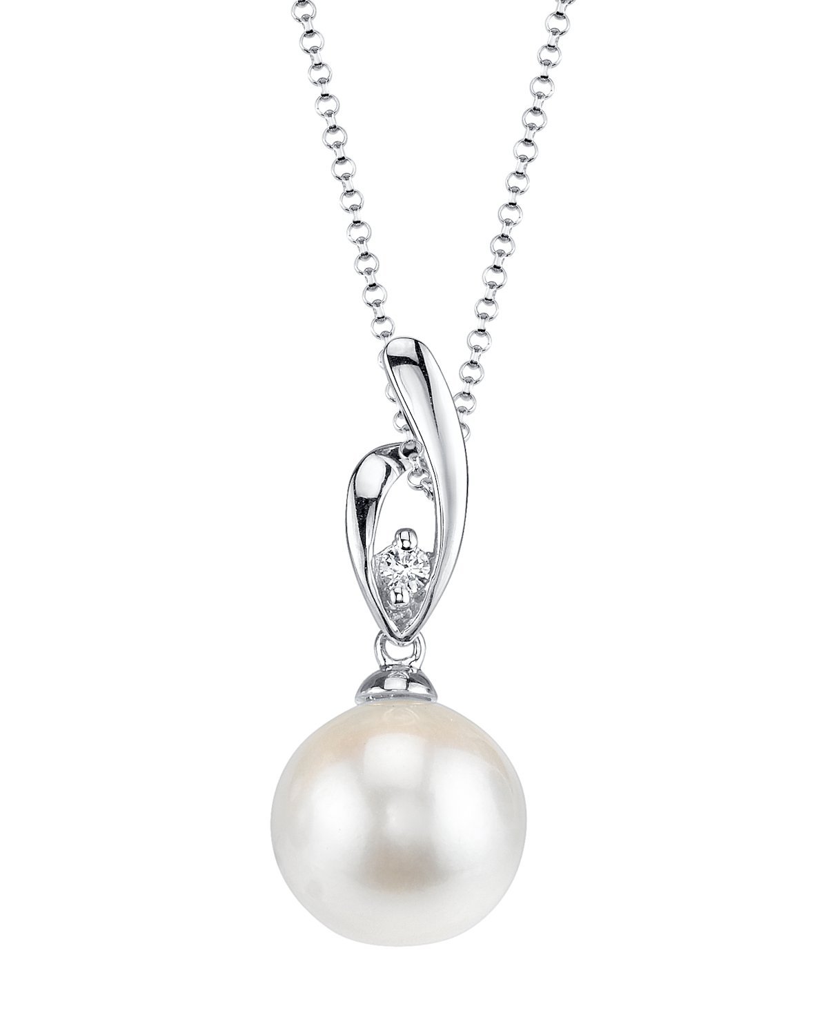 14K Gold Freshwater Cultured Pearl & Diamond Pendant Necklace for Women - Elegant Jewelry Gift for Anniversary, Birthday & Special Occasions | The Pearl Source