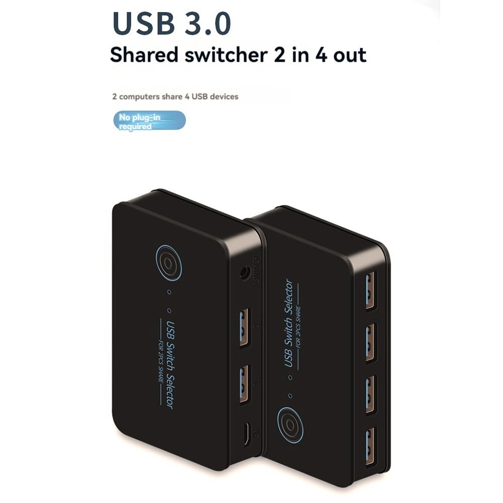 Osmond USB 3.0 KVM Switch - 2 Input 4 Output USB Sharing Hub for PC, Laptop, Keyboard, Mouse & Printer | High-Speed Data Transfer | Perfect for Home Office, Gaming & Multi-Device Workstations