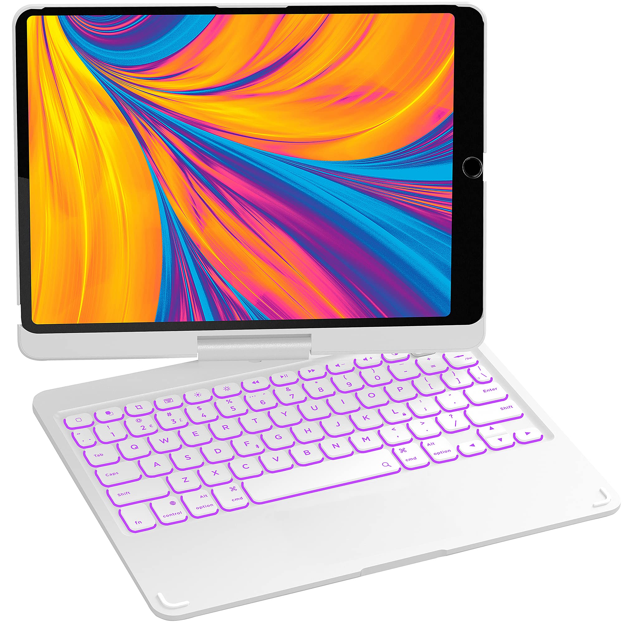 Premium iPad Keyboard Case for 10.2 inch iPad 9th/8th/7th Gen & iPad Air 3/Pro 10.5 - 360° Rotatable with 7-Color Backlit Bluetooth Keyboard | Protective Folio Cover for Work, Study & Travel