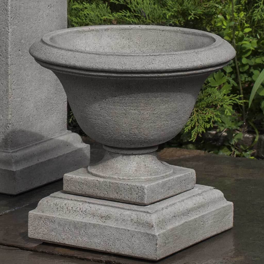 Campania International Moreland Urn with Small Urn Plinth - Elegant Garden Urn for Outdoor Decor, Memorials & Home Landscaping