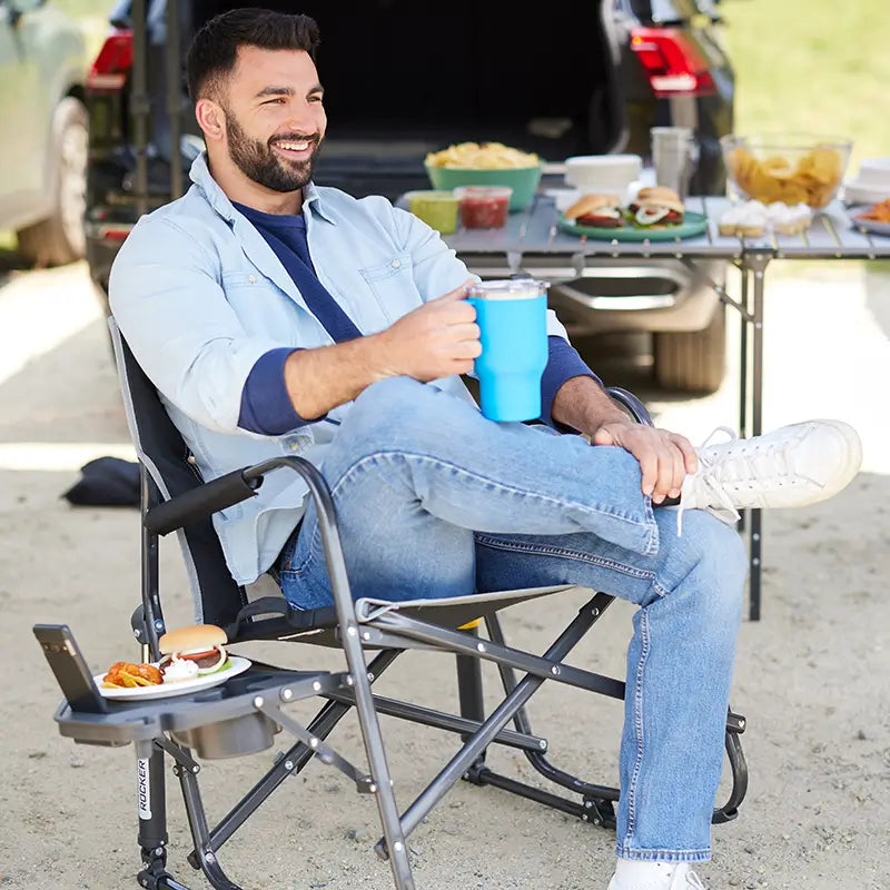 Freestyle Rocker XL™ Outdoor Rocking Chair with Side Table - Perfect for Patio, Deck, Garden & Backyard Relaxation