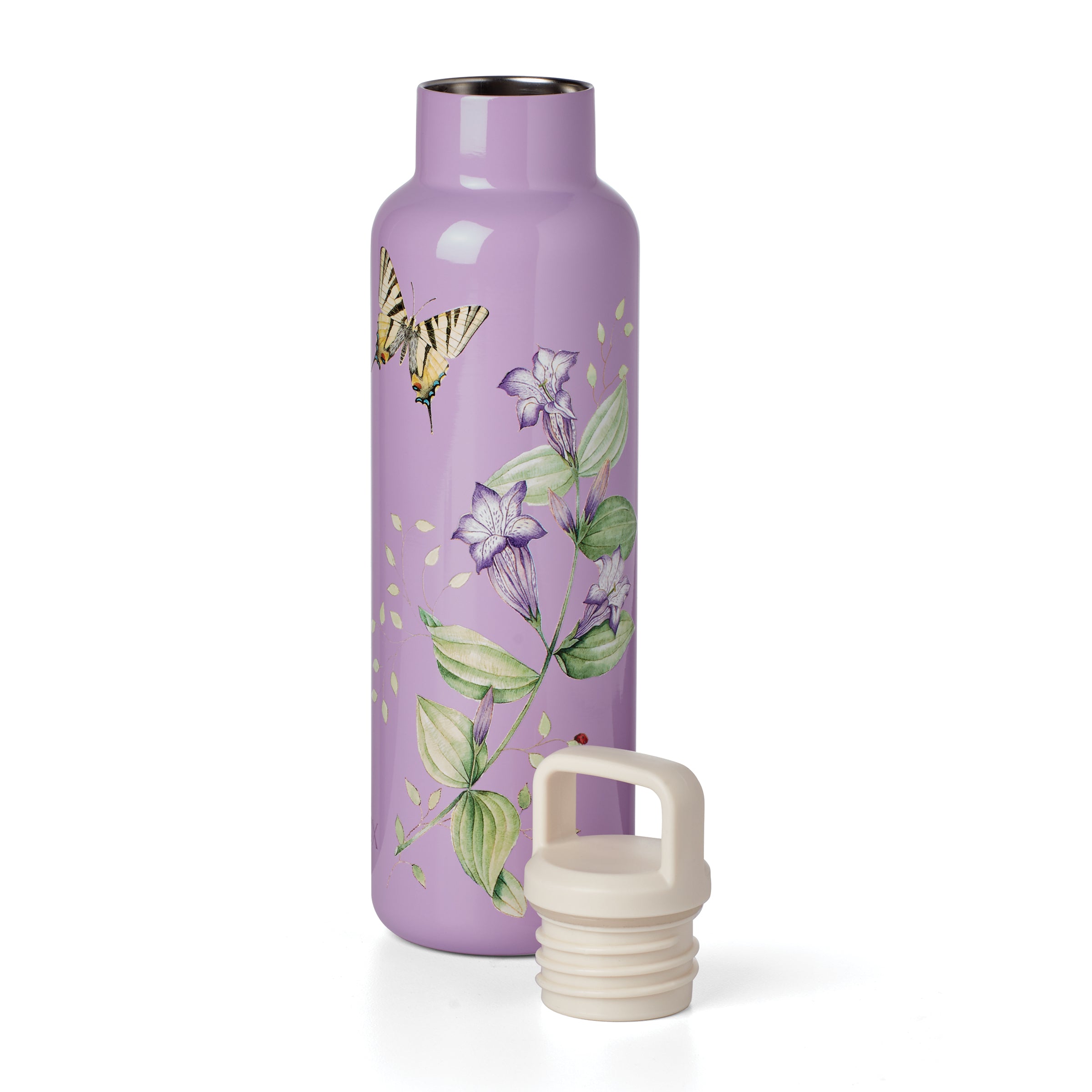Butterfly Meadow Lavender Insulated Water Bottle - 18oz Leakproof Stainless Steel Thermos for Hiking, Yoga & Outdoor Activities