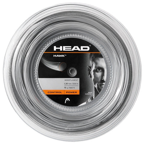Head Hawk 16/1.30 Tennis String Reel (Silver) | Premium Polyester Tennis String for Control & Spin | Perfect for Competitive Players & Stringing Professionals | Use for Tournaments, Practice & Racquet Restringing
