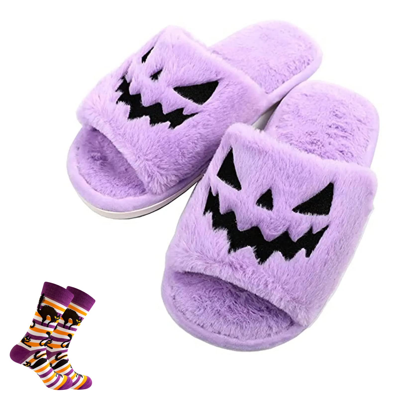LELEBEAR Women's Pink Halloween Slippers - Cozy Fuzzy Pumpkin Slides for Spooky Season | Perfect for Halloween Parties, Trick-or-Treating & Festive Home Wear