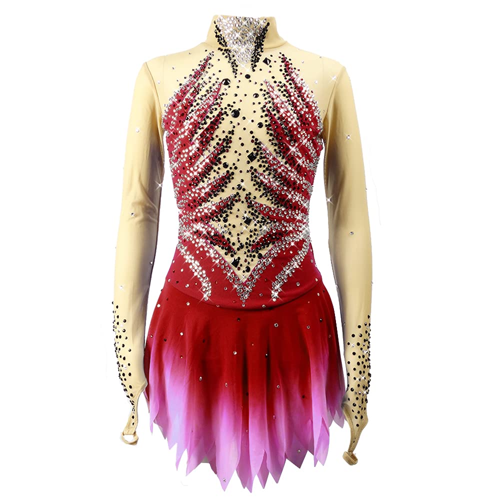 LIUHUO Women's Figure Skating Dress for Girls & Teens - Colorful Ice Skating Costume for Competitions & Performances