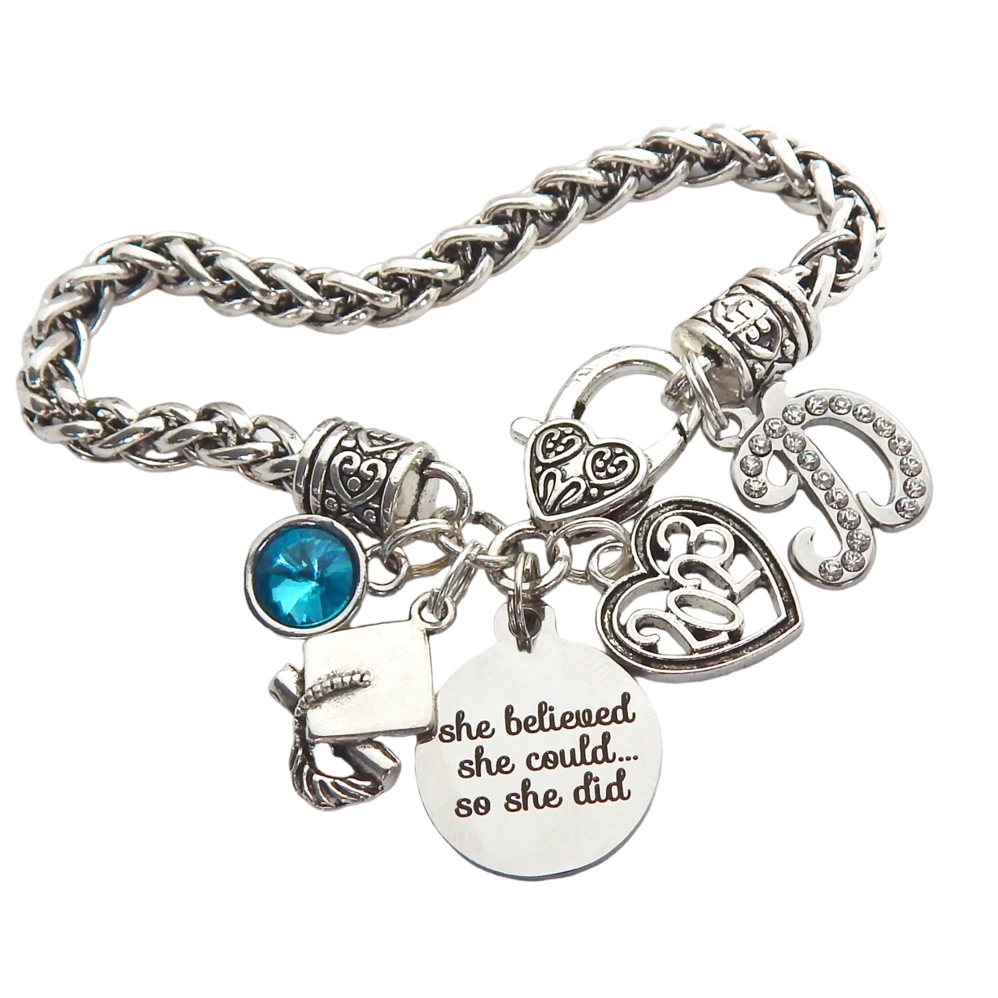 2024 Graduation Bracelet for Girls & Teens - Personalized High School & College Graduation Gift for Her - Senior Graduate Charm Bracelet - Perfect for Graduation Ceremonies, Parties & Special Occasions