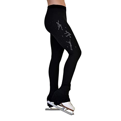 WENNEW Women's Figure Skating Pants - Fleece-Lined Rhinestone Tights for Ladies & Girls - Breathable Stretch Fabric - Perfect for Ice Skating Practice & Performances