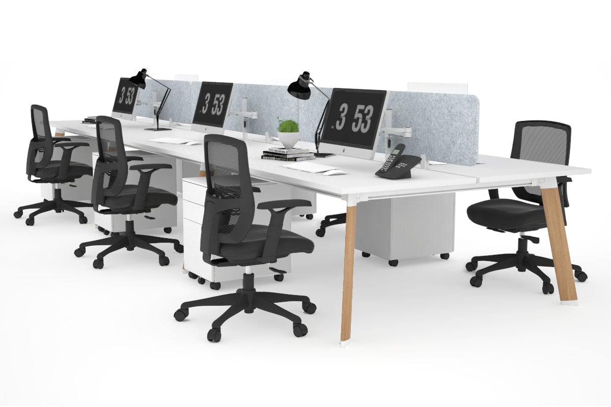 6-Person Wooden Workstation with Imprint Frame - 1600L x 700W Dimensions - Ideal for Office, Conference Room & Collaborative Workspaces