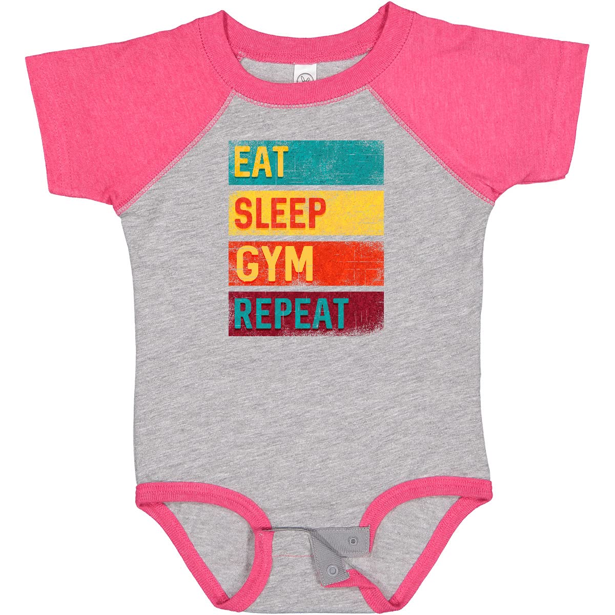 Fitness Eat Sleep Gym Repeat Baby Bodysuit - Soft Cotton Workout Onesie for Active Babies | Perfect for Gym, Playdates & Family Fitness Days