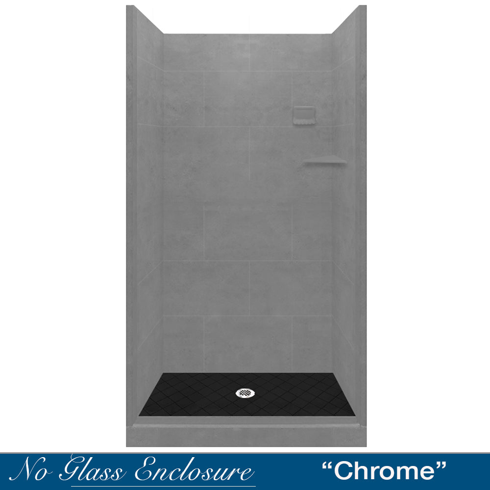 Premium Diamond Solid Wet Cement Small Alcove Shower Enclosure Kit – Waterproof & Durable Bathroom Upgrade for Modern Homes