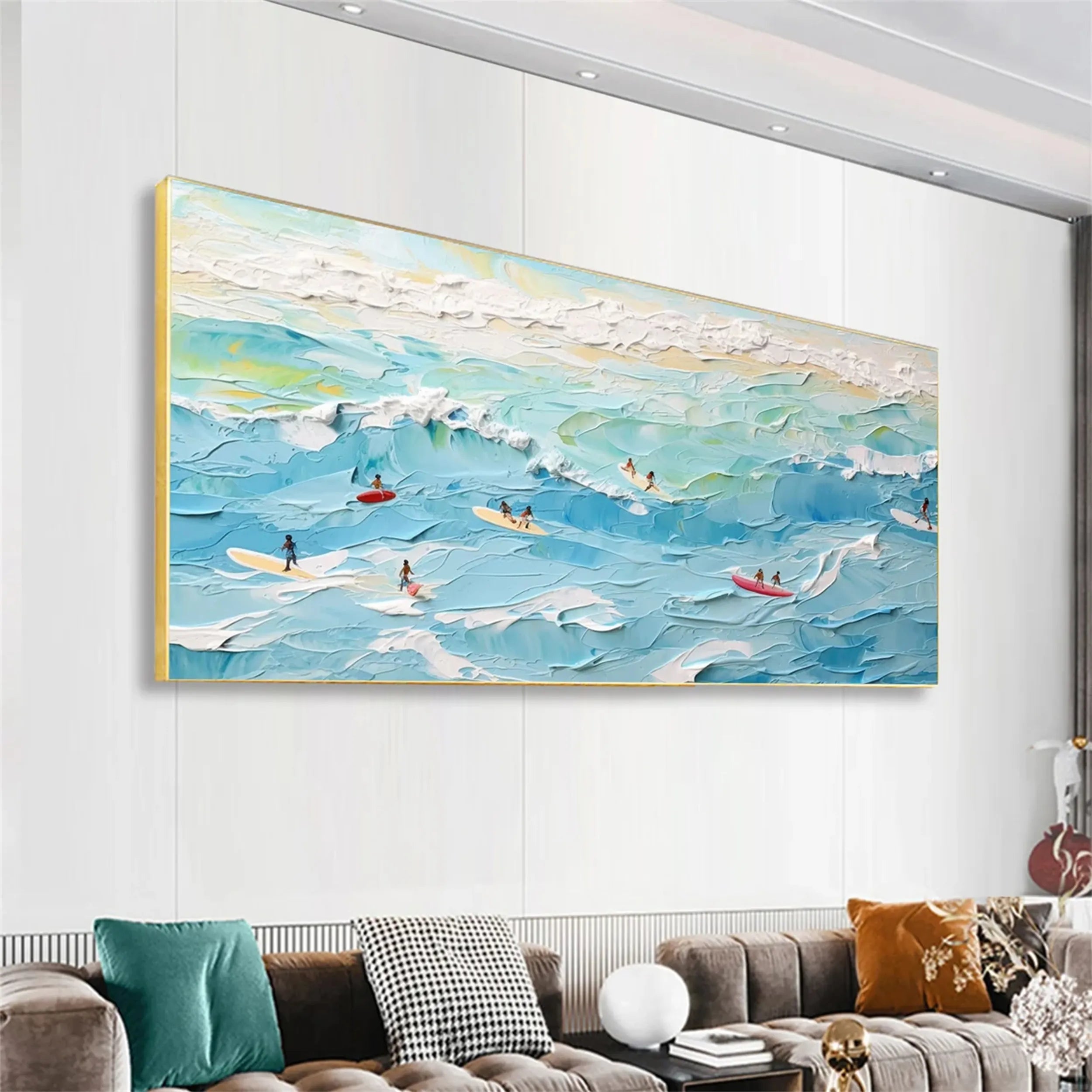 Seascape and Snowy Peak Painting - Premium Wall Art Decor #SP014 for Living Room, Bedroom & Office