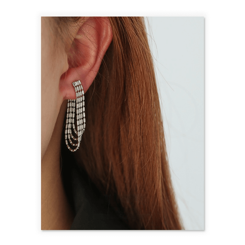 Elegant Gold and Silver Tassel Chain Drop Earrings QT2011 for Women | Fashion Dangle Earrings for Party, Wedding & Evening Occasions