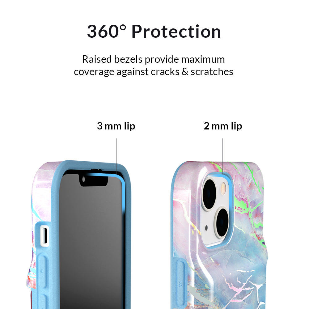 Holo Moonstone iPhone Wallet Case - Slim Protective Phone Cover with Card Holder for iPhone 13/14/15 - Perfect for Travel, Shopping & Everyday Use